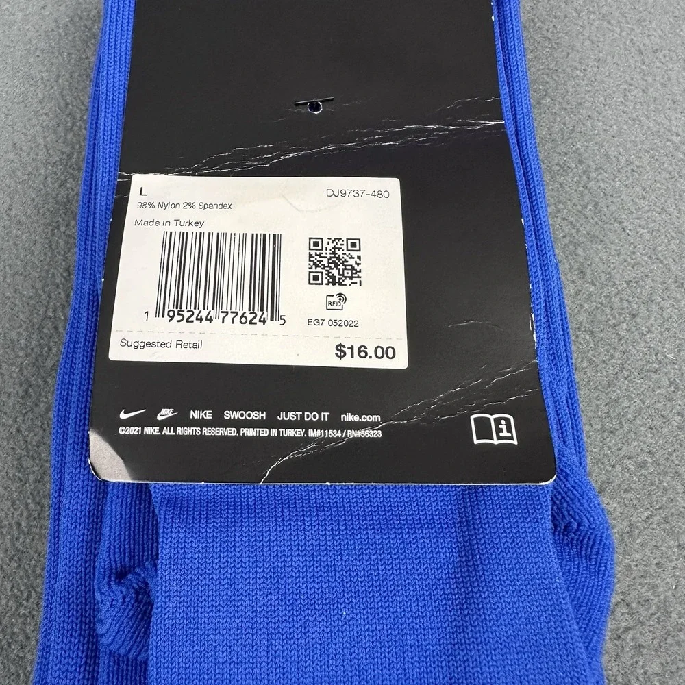 Nike Performance Dri-FIT Knee High Cushioned Socks 2 Pair Blue Unisex NWT